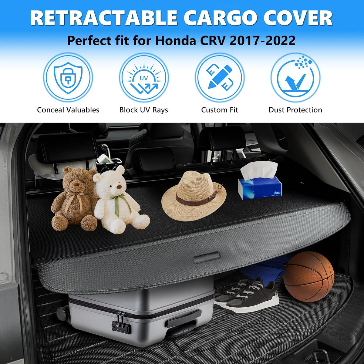 Honda CR-V Retractable Cargo Cover (2017-2022) -Rear Trunk Security Shade丨HKZAUTO