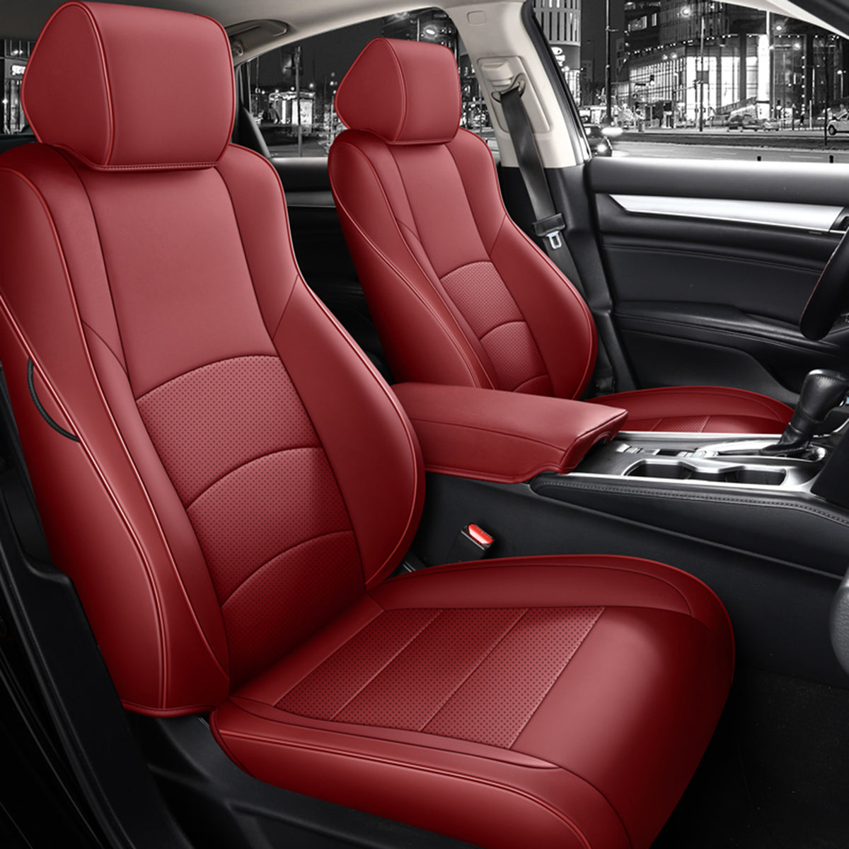 Driver Side Leather Seat Cover Set – Bottom & Lean Back For 2008-2012 Honda Accord Sedan (4-Door Only), Black