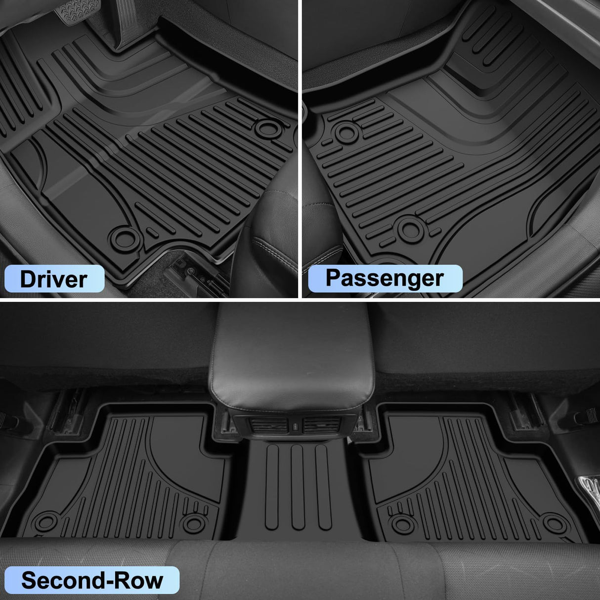 Toyota RAV4 Gas TPE All-Weather Floor Mats (2019-2025) - 1st & 2nd Row Custom Liners丨HKZAUTO