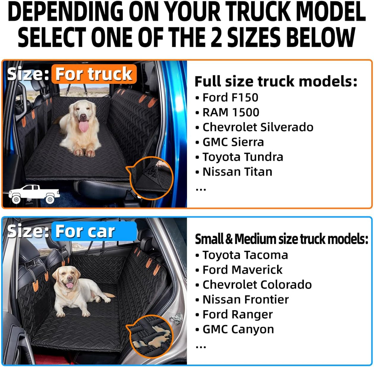 Dog Car Seat Cover for Back Seat,Seat Extender for Full Size Truck