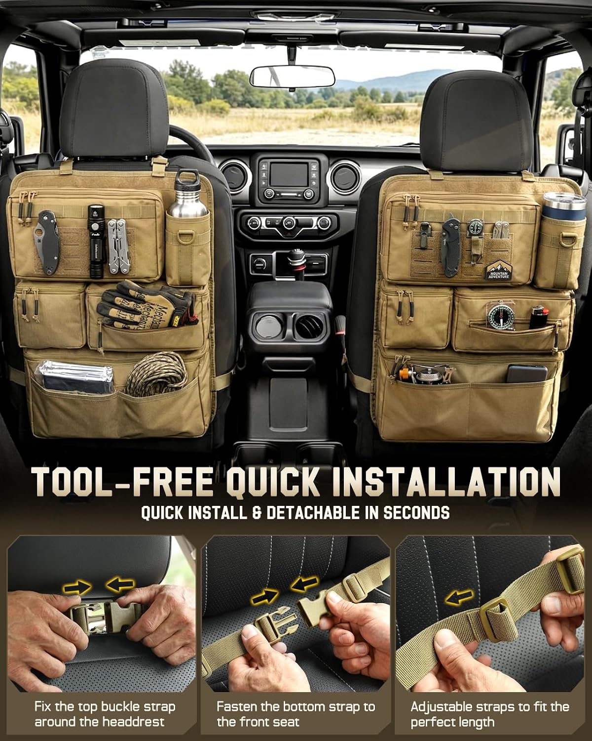 All in One Car Seat Back Organizer Fit Most Cars SUV Trucks Jeeps