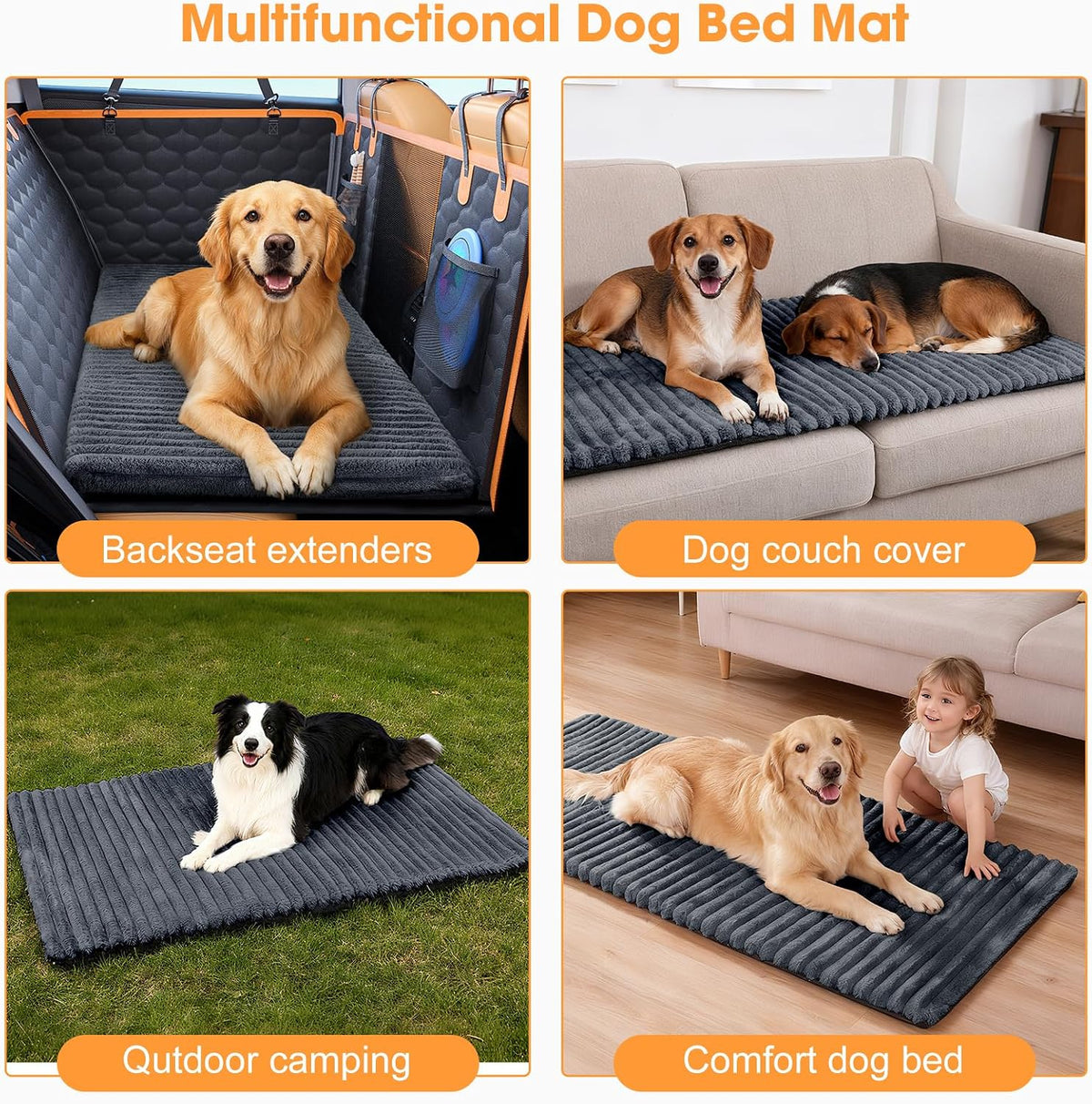 Dog Car Seat Bed Mat for Back Seat | Non-Slip & Washable