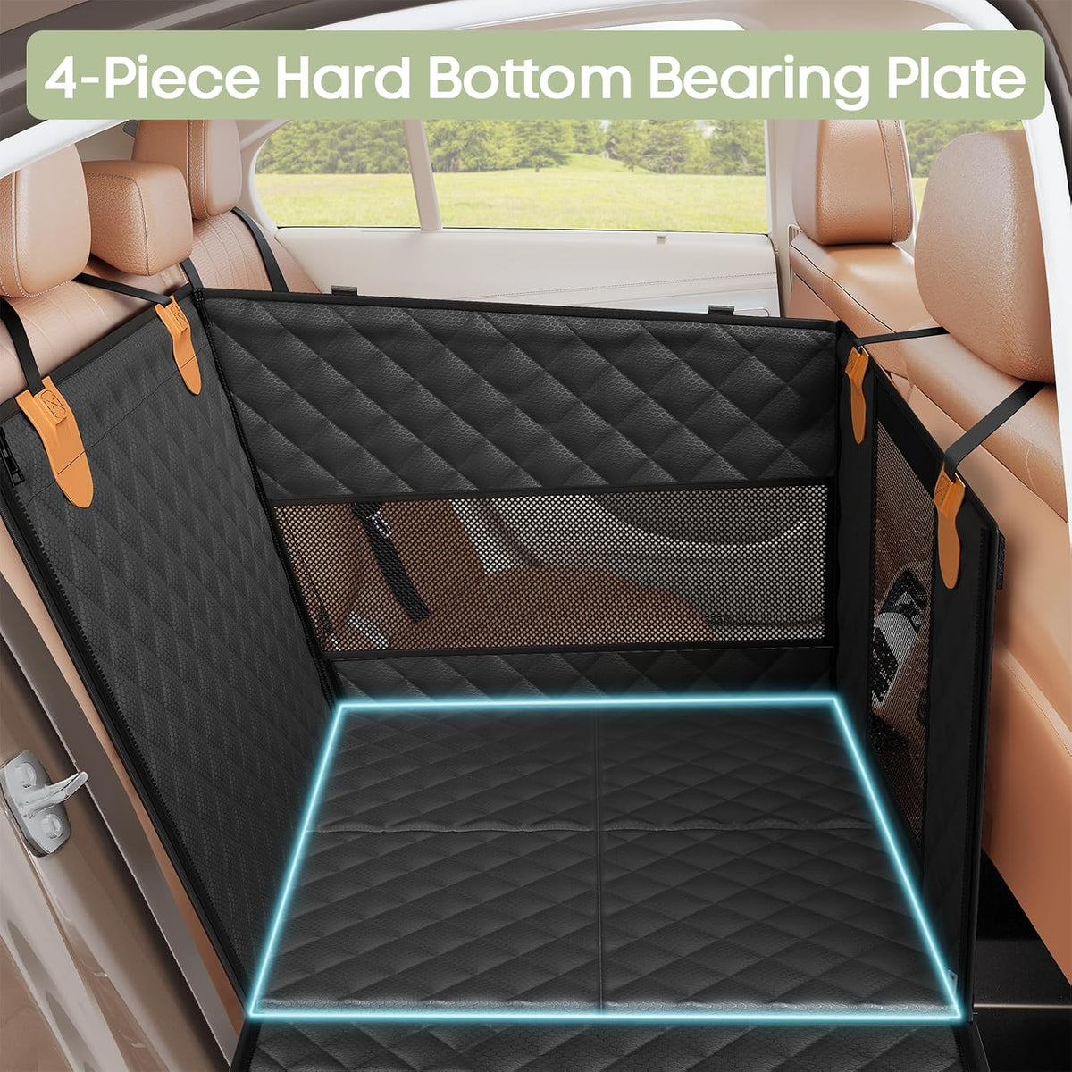 Dog Car Seat for Large Medium Dogs, Hard Bottom Back Seat Extender