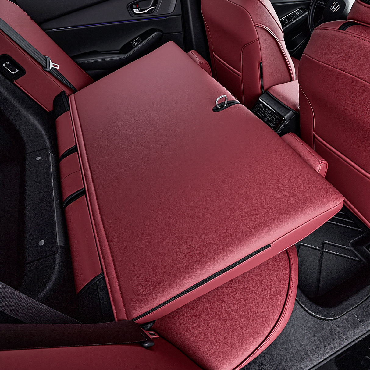 Red leather seat covers for Honda Accord rear seats custom fit car interior