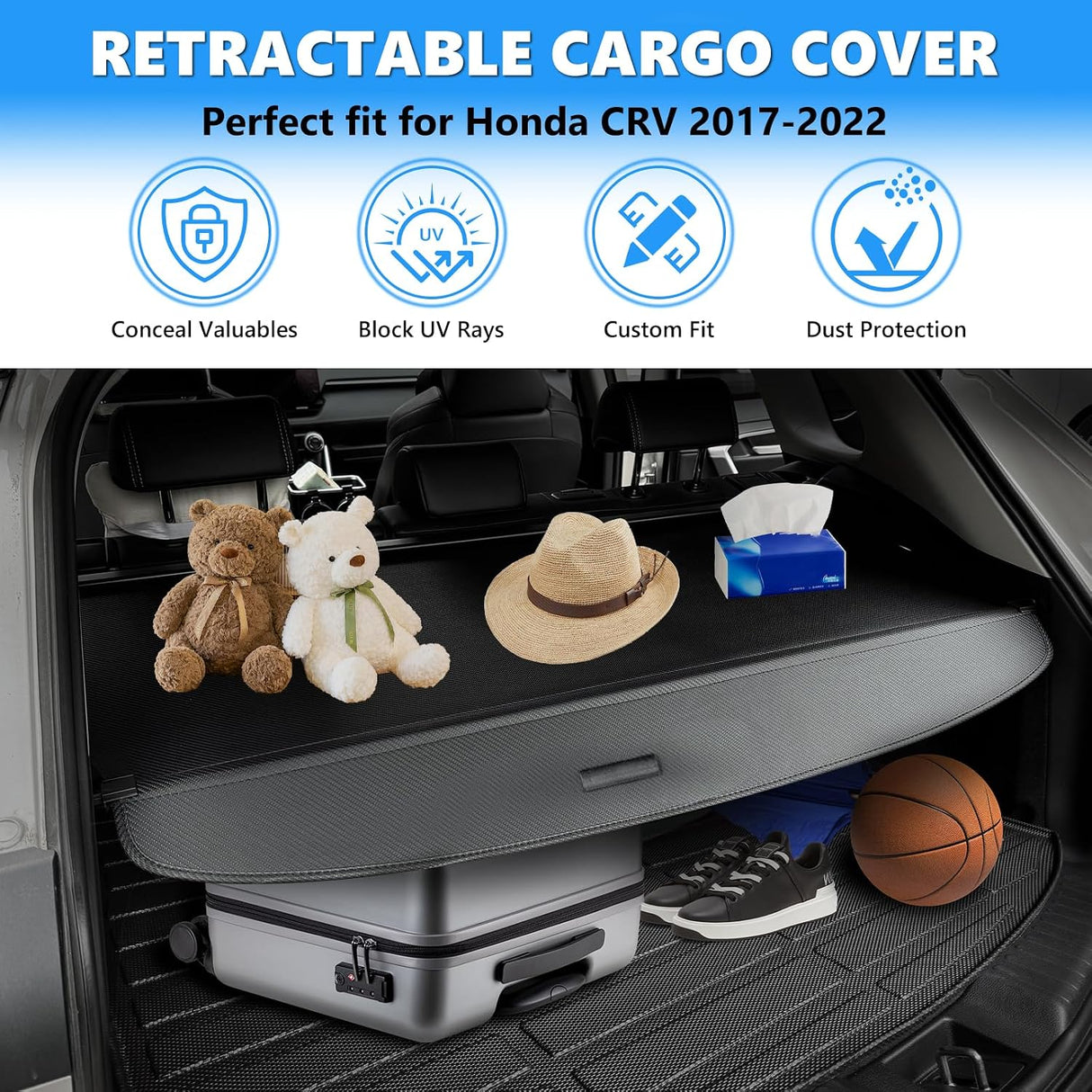 Honda CR-V Retractable Cargo Cover (2017-2022) -Rear Trunk Security Shade丨HKZAUTO