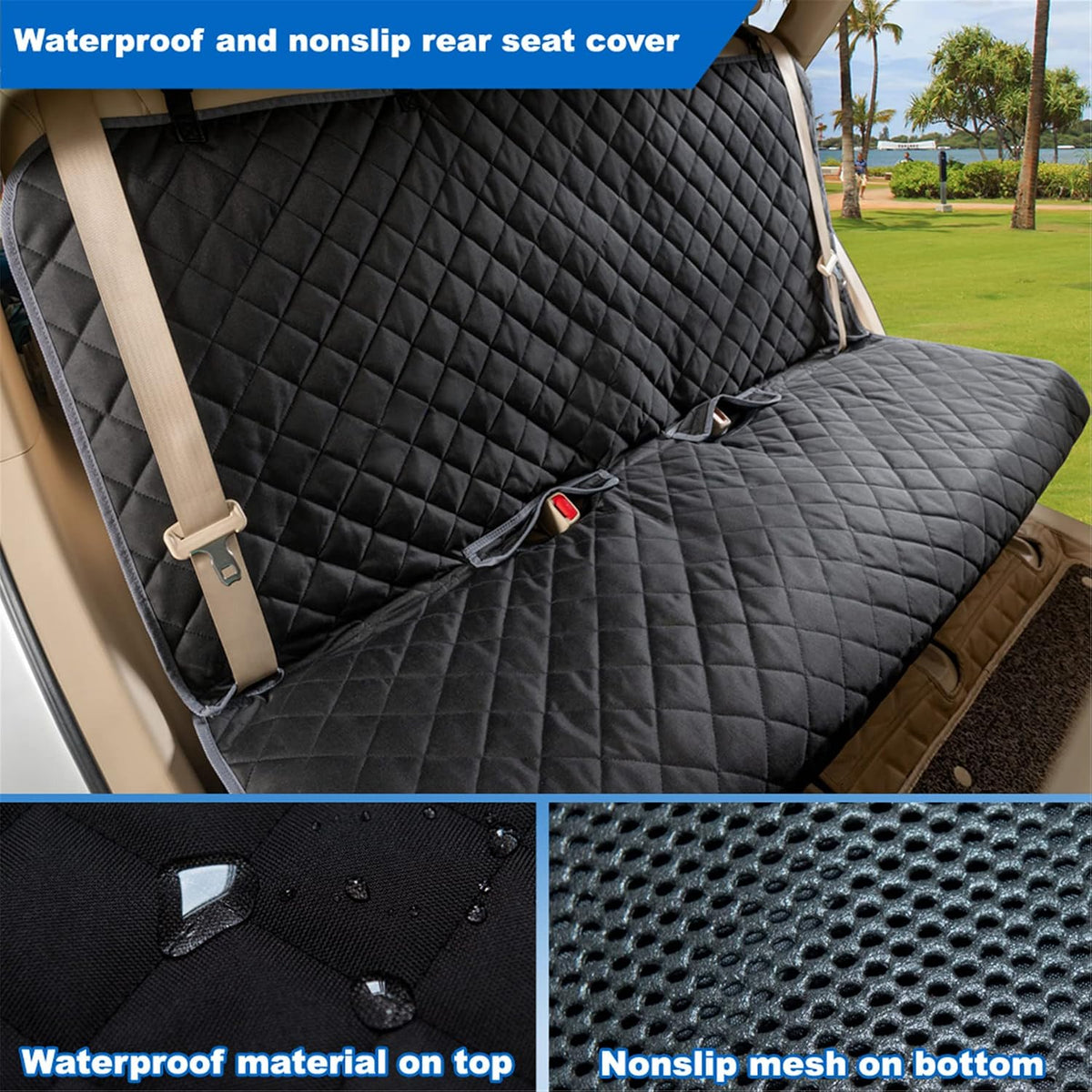 Waterproof Dog Car Seat Cover, Nonslip Back Seat Cover for Cars, Trucks & SUVs
