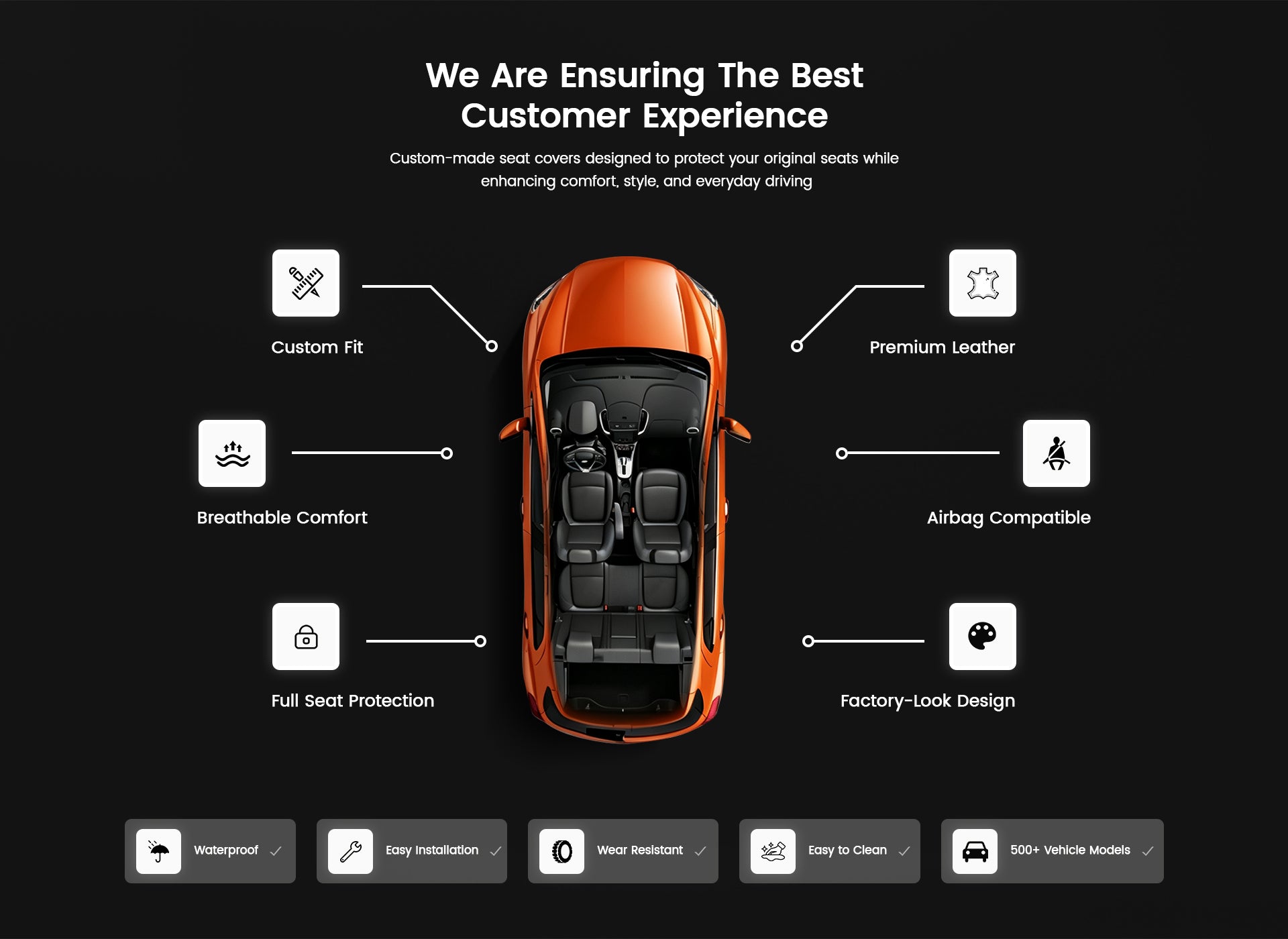 Premium leather car seat covers custom fit automotive interior
