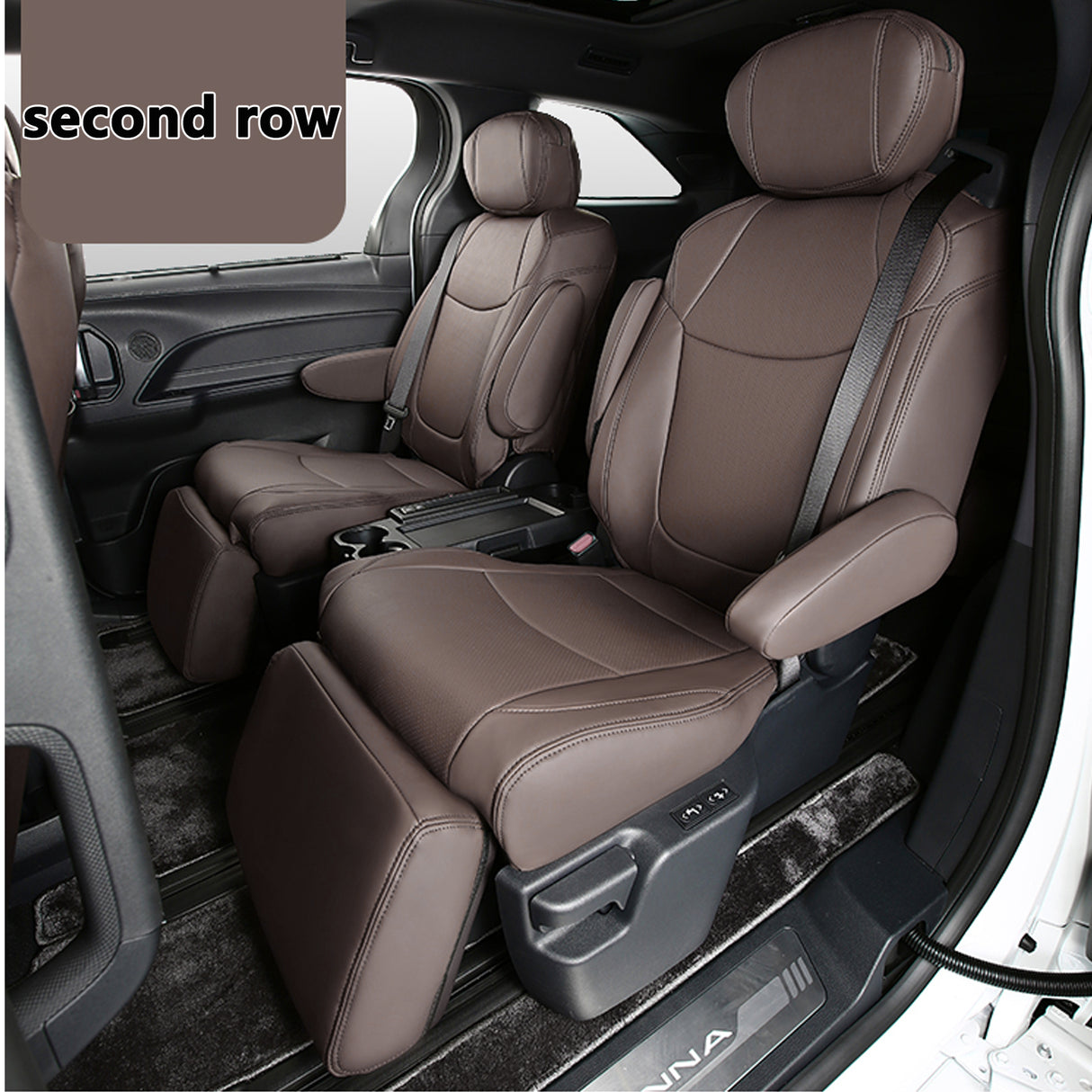 HKZ Custom Fit Car Seat Covers for Toyota Sienna 2021 2022 2023 2024 - Leather