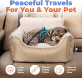 Elevated Dog Car Seat for Small Dogs | Booster Seat with Safety Tether