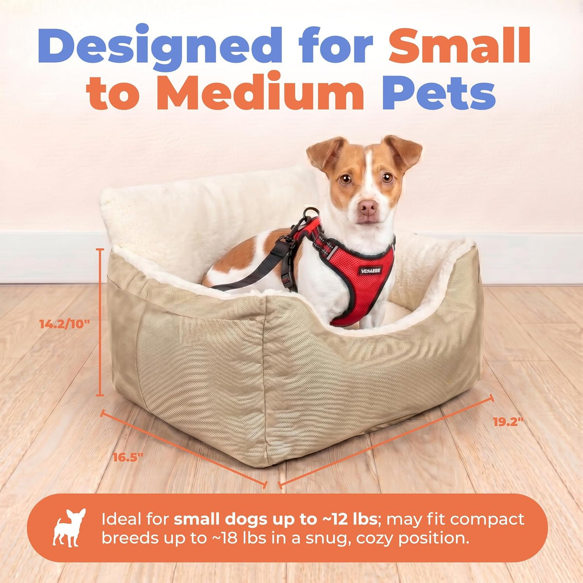 Elevated Dog Car Seat for Small Dogs | Booster Seat with Safety Tether