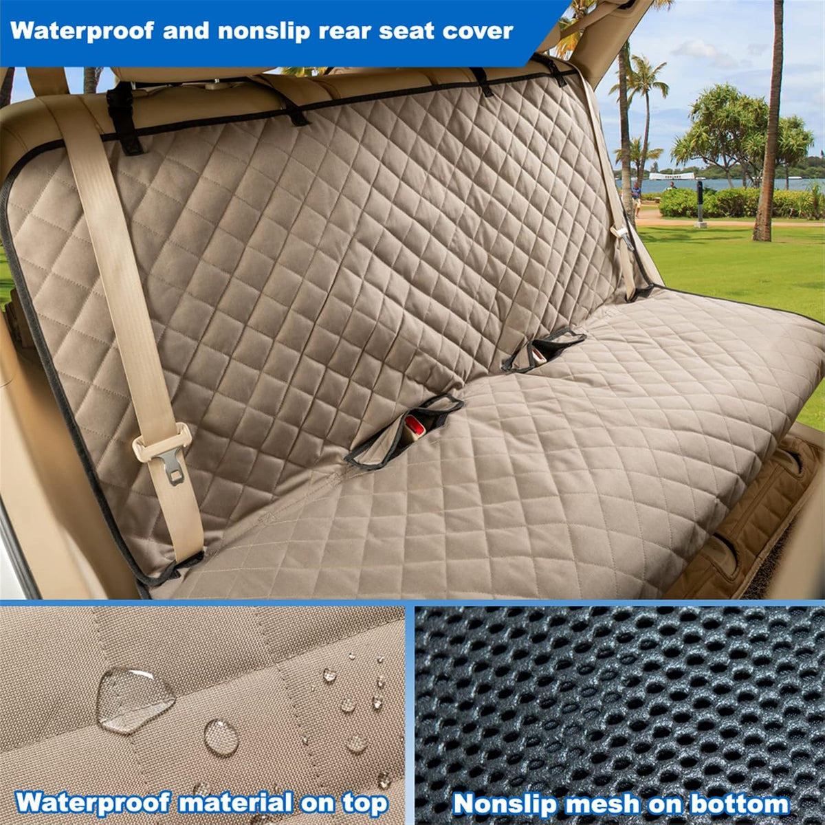 Waterproof Dog Car Seat Cover, Nonslip Back Seat Cover for Cars, Trucks & SUVs
