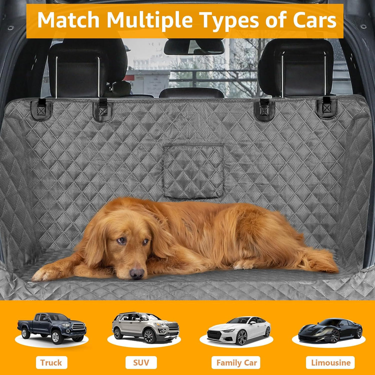SUV Cargo Liner for Dogs, Trunk Cover with Bumper Flap Protector