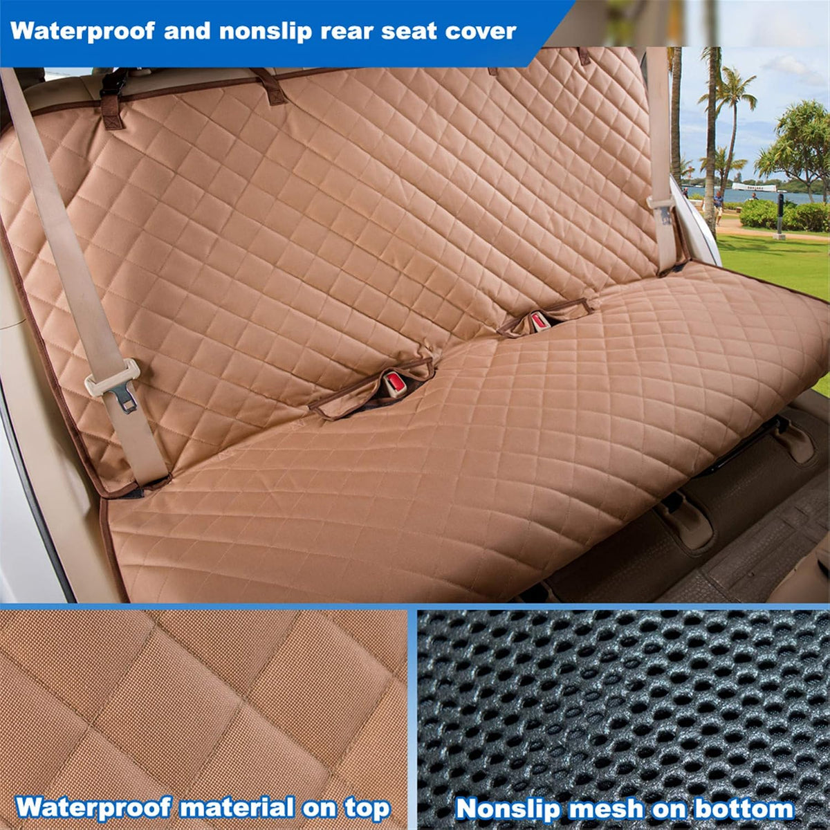Waterproof Dog Car Seat Cover, Nonslip Back Seat Cover for Cars, Trucks & SUVs
