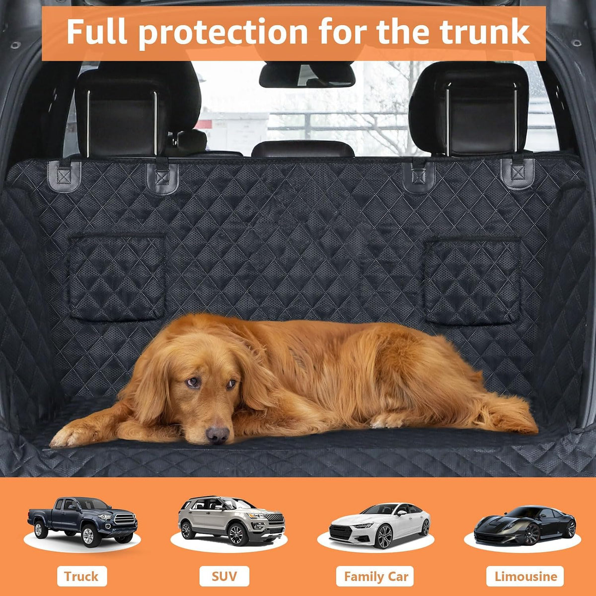 SUV Cargo Liner for Dogs, Trunk Cover with Bumper Flap Protector