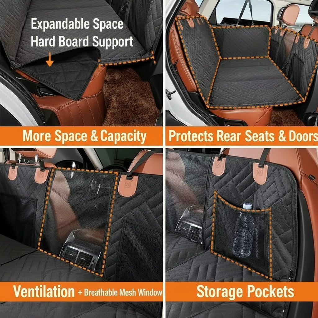 Dog Car Seat Cover | Hard Bottom & Waterproof | HKZAuto