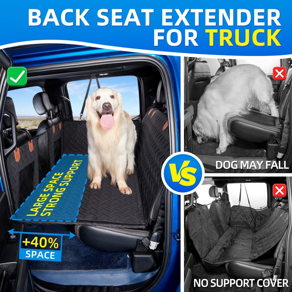 Dog Car Seat Cover for Back Seat,Seat Extender for Full Size Truck