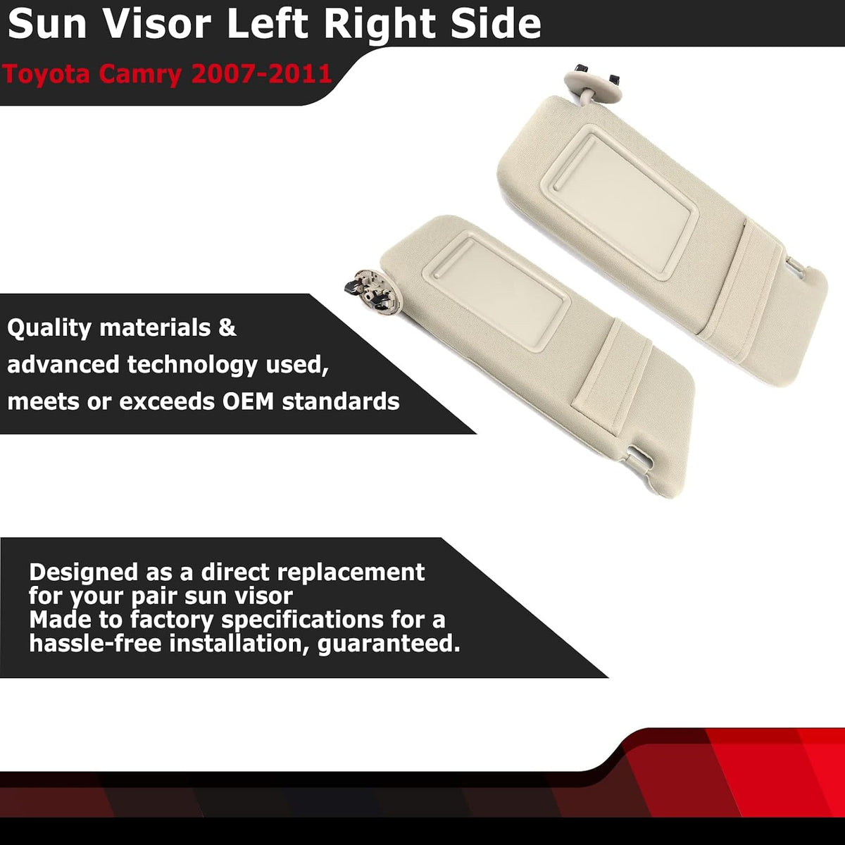Pair Sun Visor Left Driver Right Passenger Side