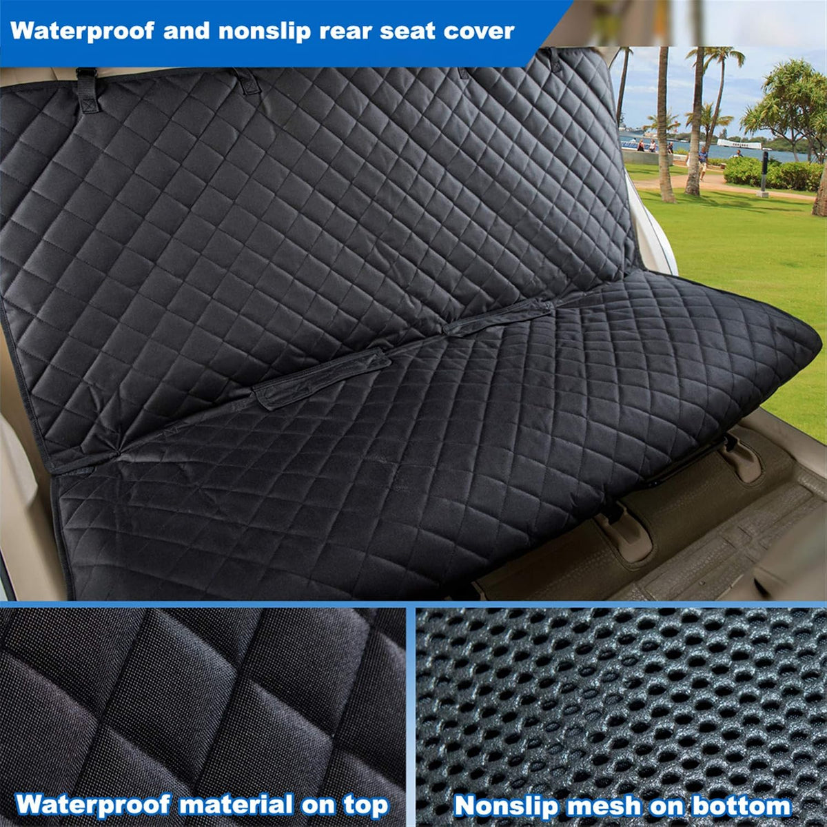 Waterproof Dog Car Seat Cover, Nonslip Back Seat Cover for Cars, Trucks & SUVs