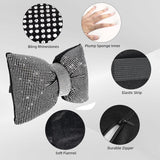 4 PCS Bling Car Pillows,Rhinestones Bowknot Car Headrest Pillow