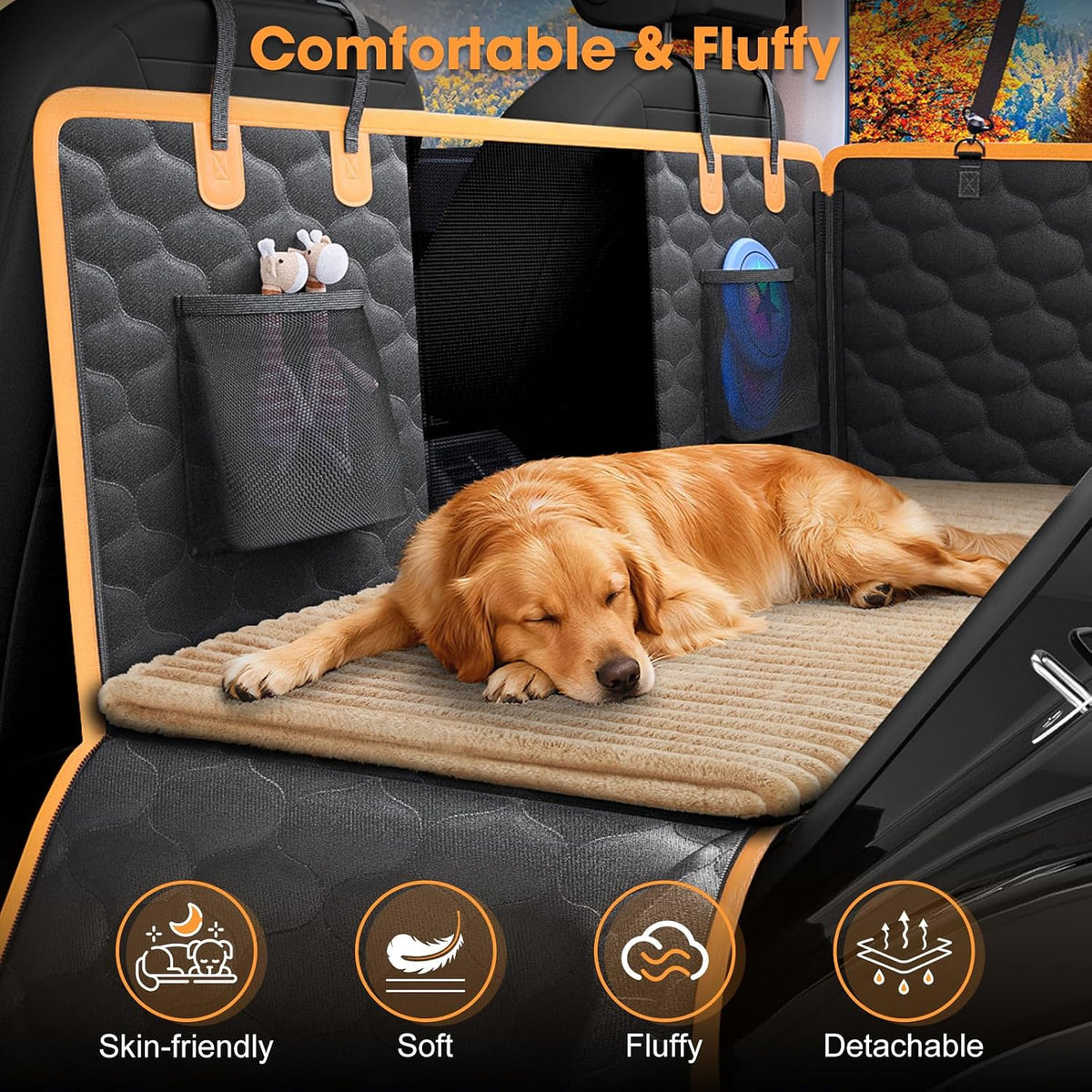 Dog Car Seat Bed Mat for Back Seat | Non-Slip & Washable