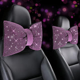 4 PCS Bling Car Pillows,Rhinestones Bowknot Car Headrest Pillow
