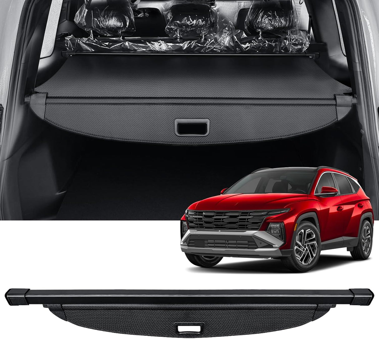 Hyundai Tucson Retractable Cargo Cover (2022-2026) - Rear Trunk Security Shade & Organizer丨HKZAUTO