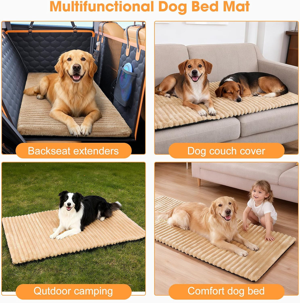Dog Car Seat Bed Mat for Back Seat | Non-Slip & Washable