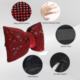 4 PCS Bling Car Pillows,Rhinestones Bowknot Car Headrest Pillow
