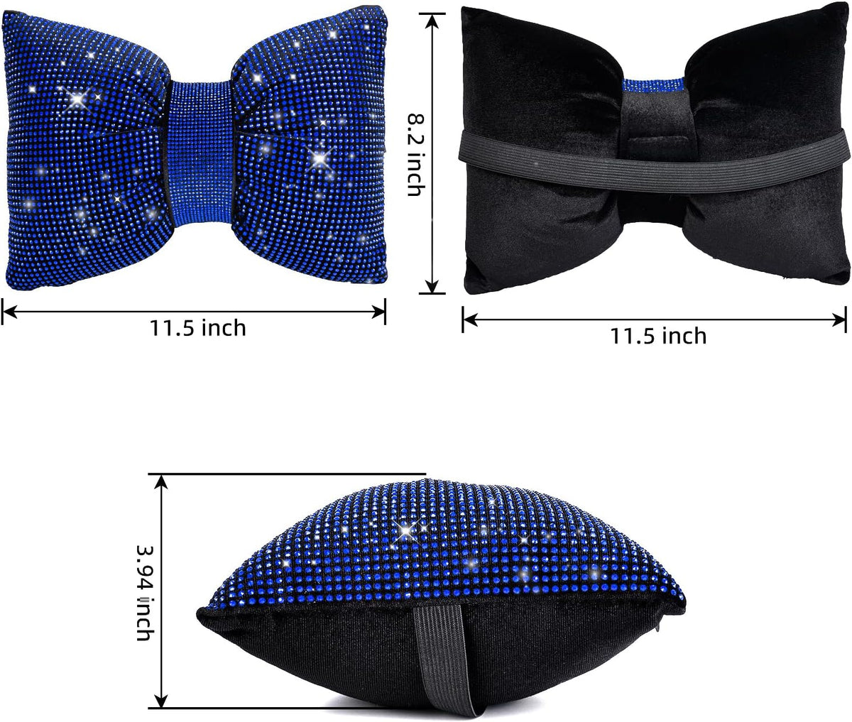 4 PCS Bling Car Pillows,Rhinestones Bowknot Car Headrest Pillow