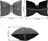 4 PCS Bling Car Pillows,Rhinestones Bowknot Car Headrest Pillow