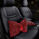 4 PCS Bling Car Pillows,Rhinestones Bowknot Car Headrest Pillow