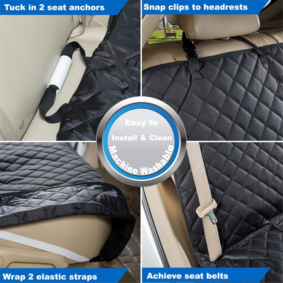 Waterproof Dog Car Seat Cover, Nonslip Back Seat Cover for Cars, Trucks & SUVs