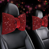 4 PCS Bling Car Pillows,Rhinestones Bowknot Car Headrest Pillow