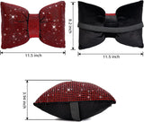 4 PCS Bling Car Pillows,Rhinestones Bowknot Car Headrest Pillow