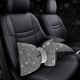 4 PCS Bling Car Pillows,Rhinestones Bowknot Car Headrest Pillow