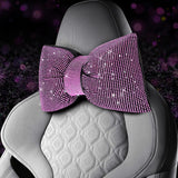 4 PCS Bling Car Pillows,Rhinestones Bowknot Car Headrest Pillow