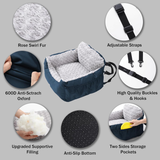 Dog Car Seat for Small Dogs, Washable Pet Booster Car Seats with Clip-On Safty Leash, Comfy Deluxe Plush Carseat with Storage Pockets, Puppy Travel Carrier Bed for Dogs Under 25 lbs