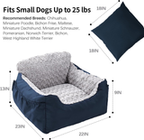 Dog Car Seat for Small Dogs, Washable Pet Booster Car Seats with Clip-On Safty Leash, Comfy Deluxe Plush Carseat with Storage Pockets, Puppy Travel Carrier Bed for Dogs Under 25 lbs