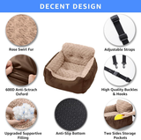 Dog Car Seat for Small Dogs, Washable Pet Booster Car Seats with Clip-On Safty Leash, Comfy Deluxe Plush Carseat with Storage Pockets, Puppy Travel Carrier Bed for Dogs Under 25 lbs
