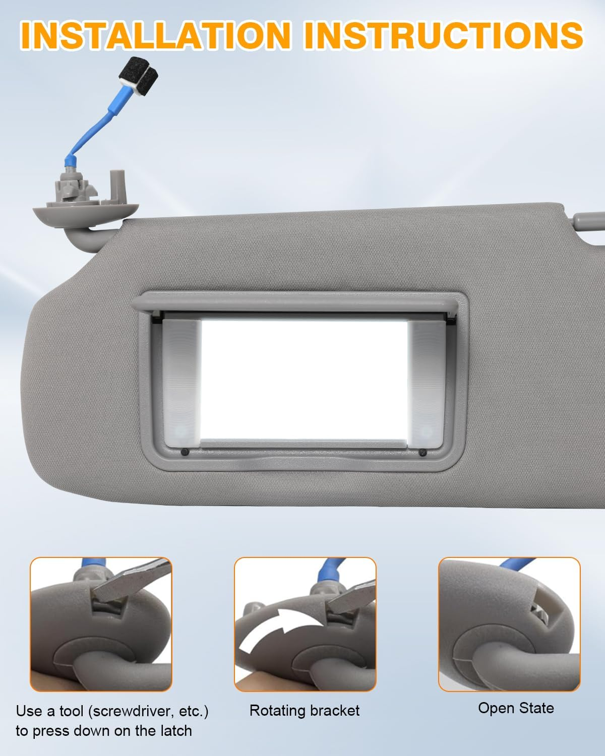 Driver Side Sun Visor Fits for Honda CRV 2017 2020 2021 2022 Replace 83280-TLY-H11ZB Car Sun Visor Replacement with Vanity Light/with Makeup Mirror