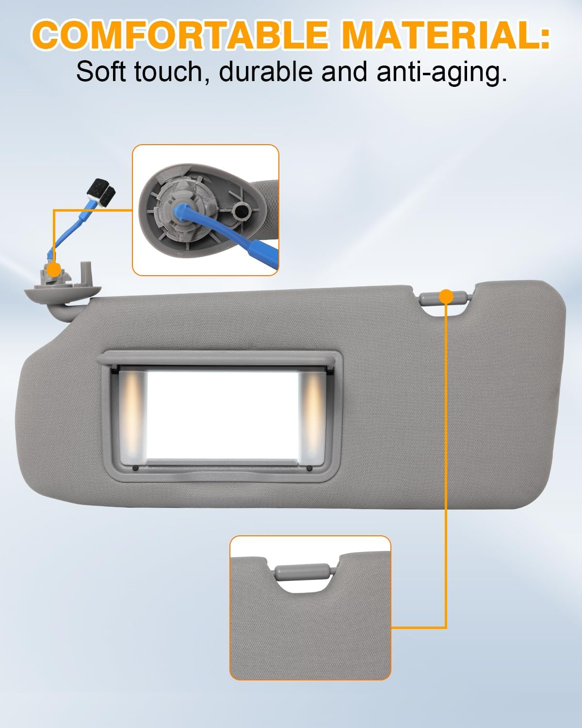 Driver Side Sun Visor Fits for Honda CRV 2017 2020 2021 2022 Replace 83280-TLY-H11ZB Car Sun Visor Replacement with Vanity Light/with Makeup Mirror