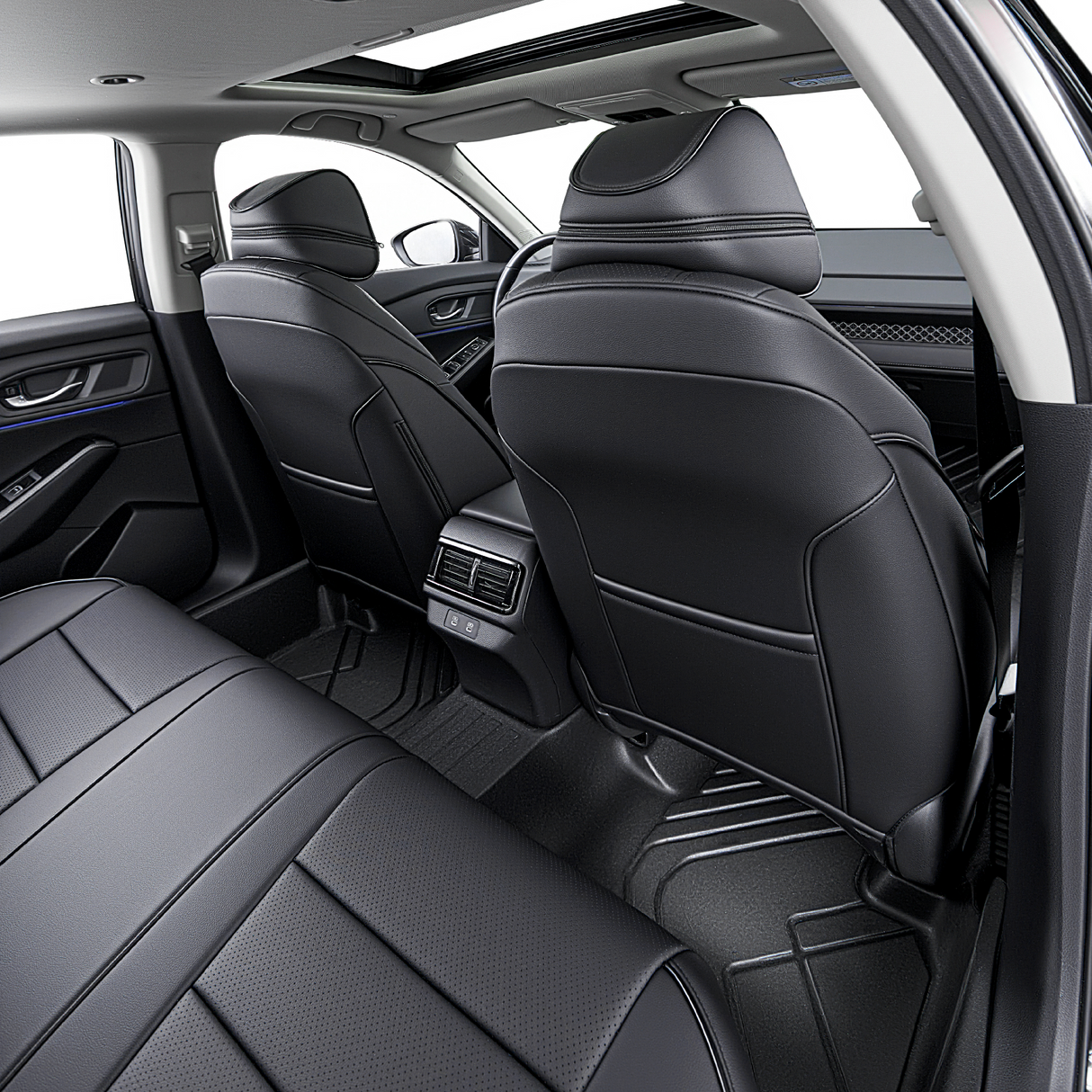 Black leather seat covers for Honda Accord custom fit car interior