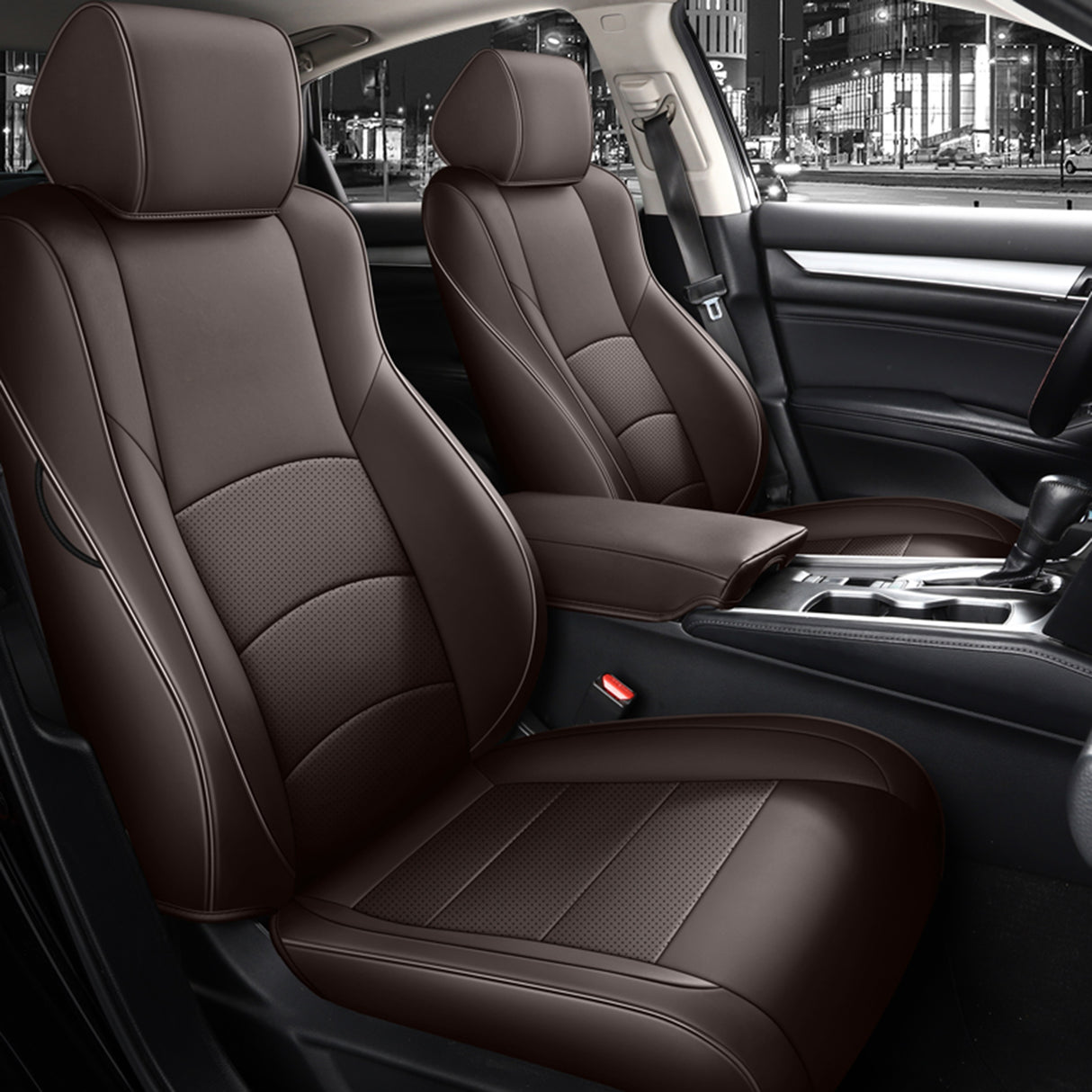 Brown leather seat covers for Honda Accord custom fit car interior