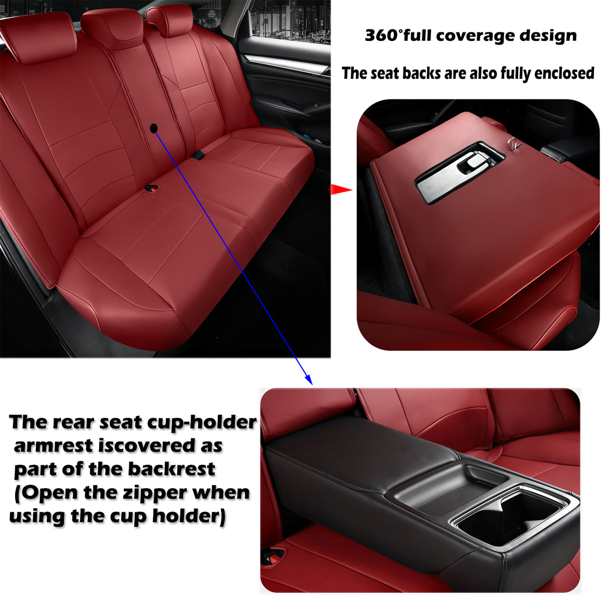 Honda Accord custom fit seat covers installation result with red leather design