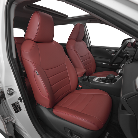 Red leather seat covers for Toyota RAV4 custom fit car interior