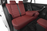 Toyota RAV4 custom leather seat covers in red interior design