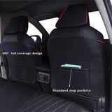 Black leather seat covers for Toyota RAV4 with red stitching custom fit car interior