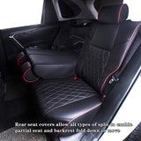 Black leather seat covers for Toyota RAV4 with red stitching custom fit car interior