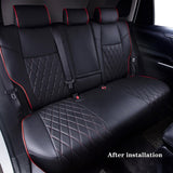 Black leather seat covers for Toyota RAV4 with red stitching custom fit car interior