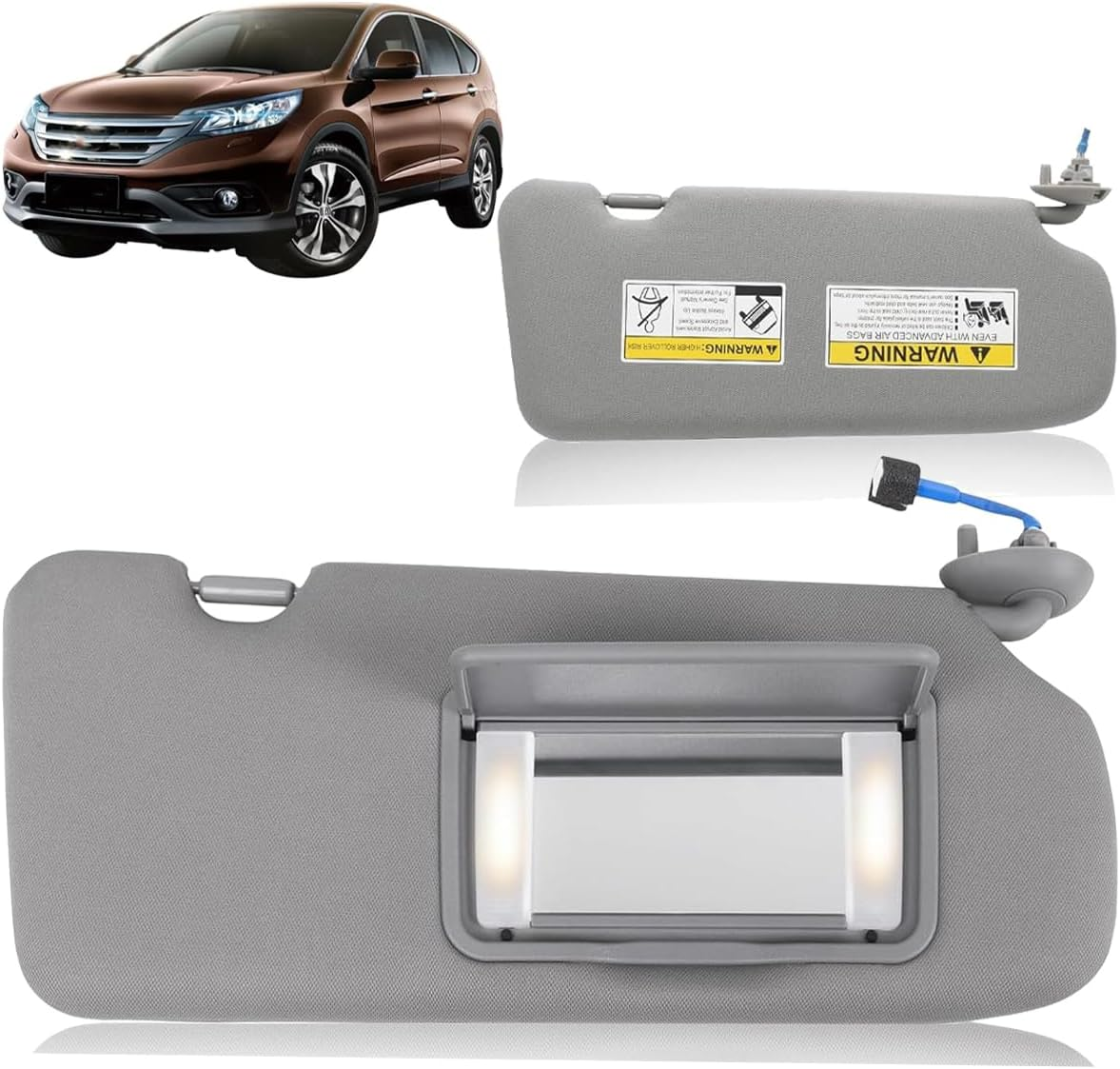 Driver Side Sun Visor Fits for Honda CRV 2017 2020 2021 2022 Replace 83280-TLY-H11ZB Car Sun Visor Replacement with Vanity Light/with Makeup Mirror